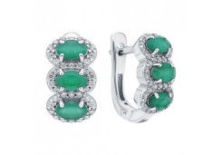 Серебряные cерьги классические с изумрудом