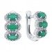 Серебряные cерьги классические с изумрудом