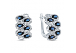 Серебряные cерьги классические с сапфиром