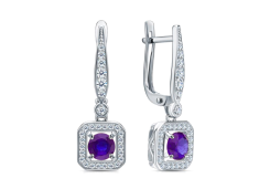 Серебряные cерьги висячие с иолитом