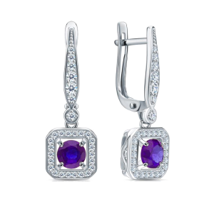 Серебряные cерьги висячие с иолитом