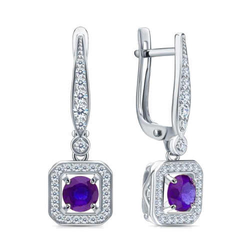 Серебряные cерьги висячие с иолитом