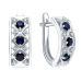 Серебряные cерьги классические с сапфиром