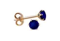 Золотые cерьги пусеты (гвоздики) с сапфиром