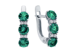 Серебряные cерьги классические с турмалином