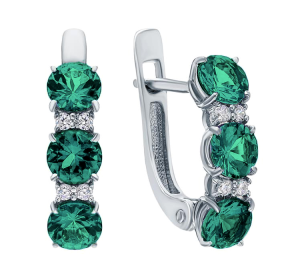 Серебряные cерьги классические с турмалином