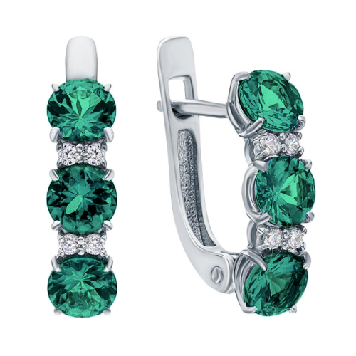 Серебряные cерьги классические с турмалином