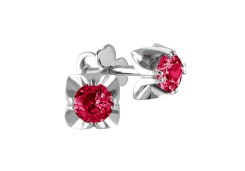 Серебряные cерьги пусеты (гвоздики) с рубином