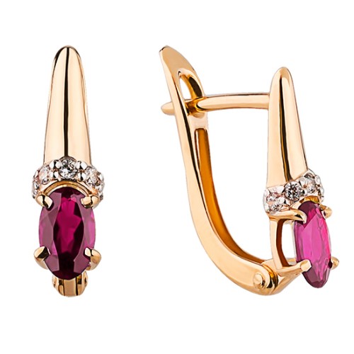 Золотые cерьги с рубином