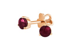 Золотые cерьги пусеты (гвоздики) с рубином