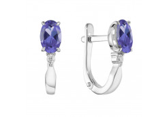 Серьги из белого золота с танзанитом