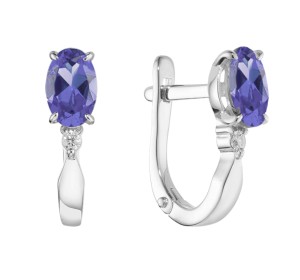 Серьги из белого золота с танзанитом