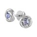 Серьги пусеты (гвоздики) из белого золота с танзанитом