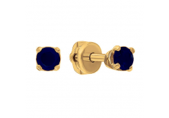 Золотые cерьги пусеты (гвоздики) с сапфиром