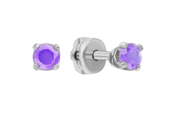 Серьги пусеты (гвоздики) из белого золота с танзанитом