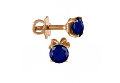 Золотые cерьги пусеты (гвоздики) с сапфиром