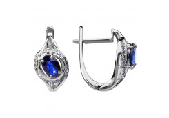Серьги классические из белого золота с сапфиром