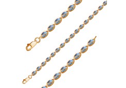 Серебряный браслет с позолотой с фианитом