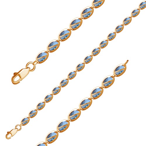 Серебряный браслет с позолотой с фианитом