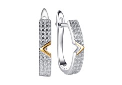 Серебряные cерьги классические с позолотой с фианитом