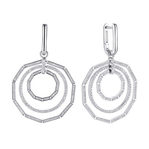 Серебряные cерьги висячие с фианитом