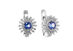 Серебряные cерьги классические с танзанитом