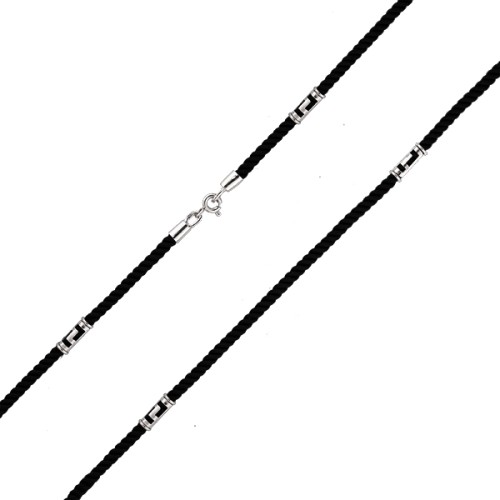 Шнурок из серебра с текстилем