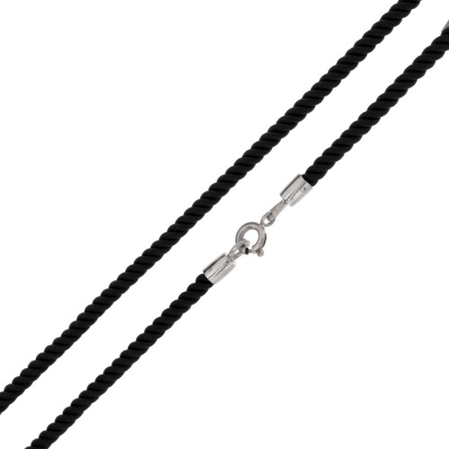 Шнурок из серебра с текстилем