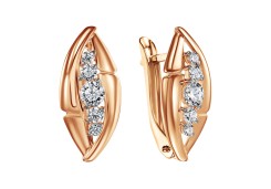 Золотые cерьги классические с фианитом