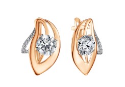 Золотые cерьги классические с фианитом