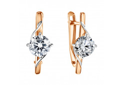 Золотые cерьги с фианитом