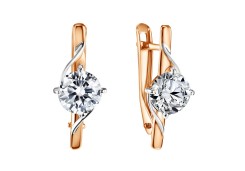 Золотые cерьги с фианитом