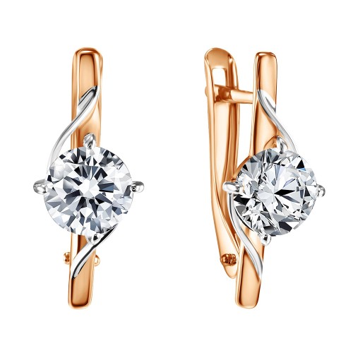 Золотые cерьги с фианитом