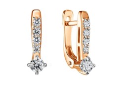 Золотые cерьги с фианитом