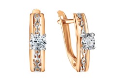 Золотые cерьги с фианитом