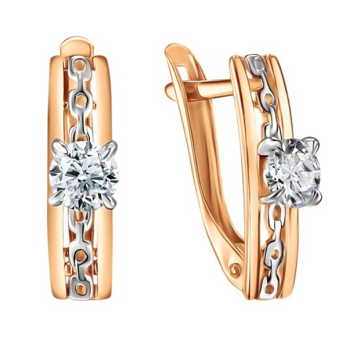 Золотые cерьги с фианитом