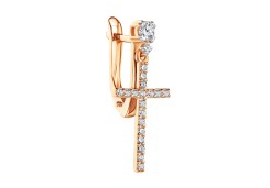 Золотая серьга висячая с фианитом