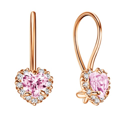 Золотые cерьги классические с фианитом