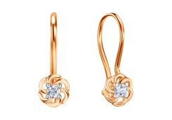 Золотые cерьги классические с фианитом