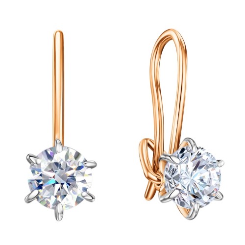 Золотые cерьги с фианитом