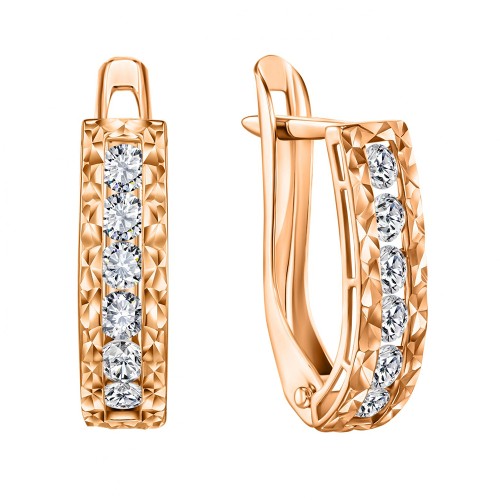 Золотые cерьги с фианитом