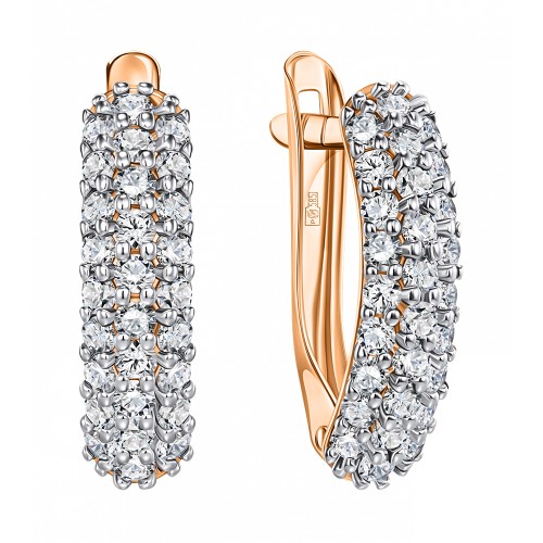 Золотые cерьги с фианитом