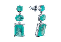 Серебряные cерьги пусеты (гвоздики) со стеклом