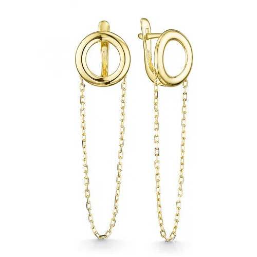 Серьги висячие из желтого золота