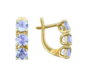 Золотые cерьги с танзанитом