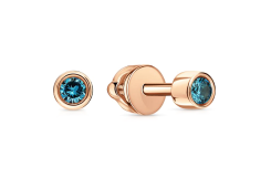 Золотые cерьги пусеты (гвоздики) с фианитом