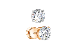 Золотая серьга пусет (гвоздик) с фианитом