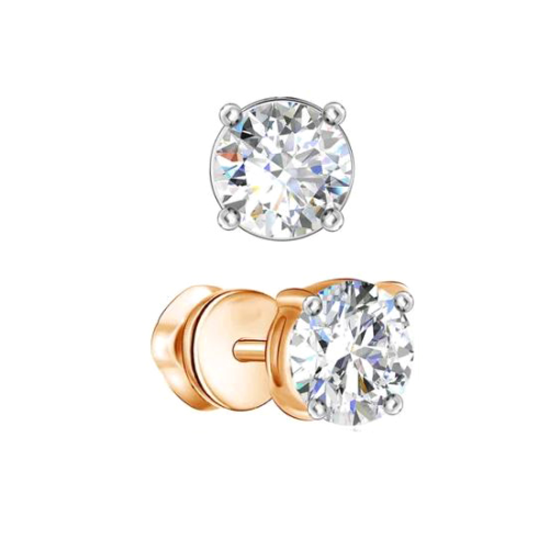 Золотая серьга пусет (гвоздик) с фианитом