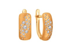 Золотые cерьги классические с фианитом