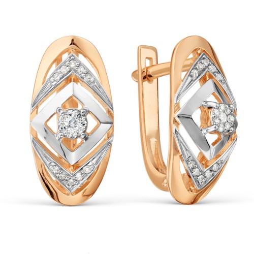 Золотые cерьги классические с бриллиантом